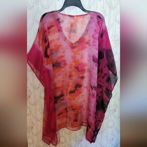Cruise Club Embellished Sheer Cover Up Sewn Up Sides One Size Fits Most